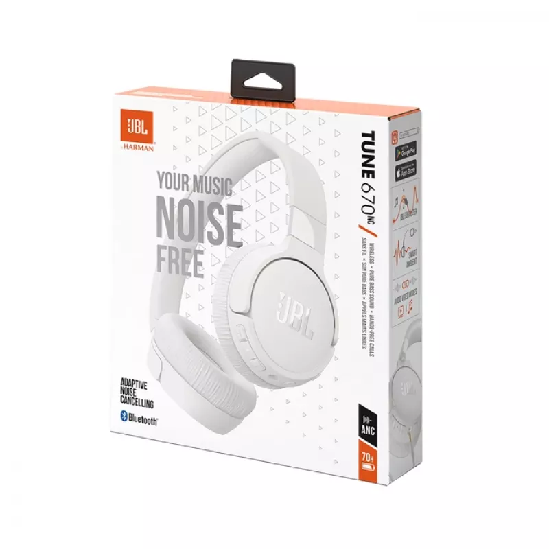 JBL Tune 670 NC headset káblový & bezdrôtový cez hlavu hovory/hudba USB Type-C Bluetooth biela
