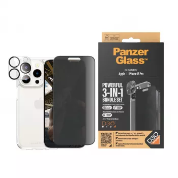 PanzerGlass Privacy 3-in-1 balenie iPhone 15 Pro nárazuvzdorné tvrdené sklo