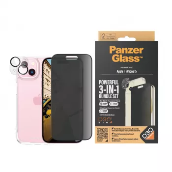 PanzerGlass ® Privacy 3-in-1 balenie iPhone 15 nárazuvzdorné tvrdené sklo