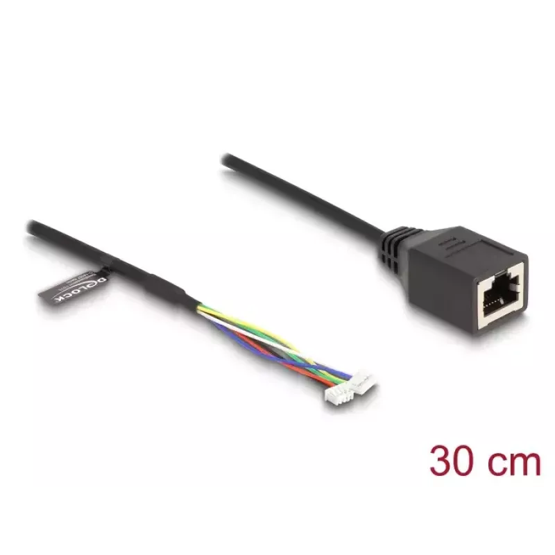 Sieťový kábel DeLOCK 88007 RJ45 na 4-pin 6-pin Cat5e 0,3 m čierny