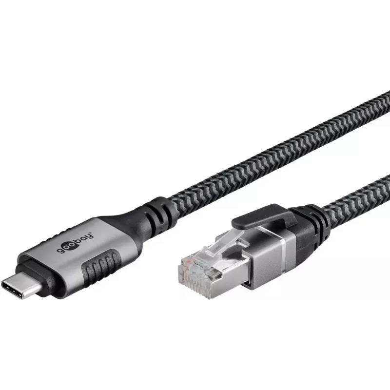 Goobay adaptér USB-C na RJ-45 10m čierny strieborný