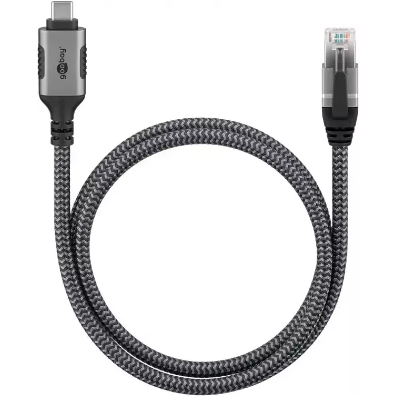 Goobay adaptér USB-C na RJ-45 10m čierny strieborný