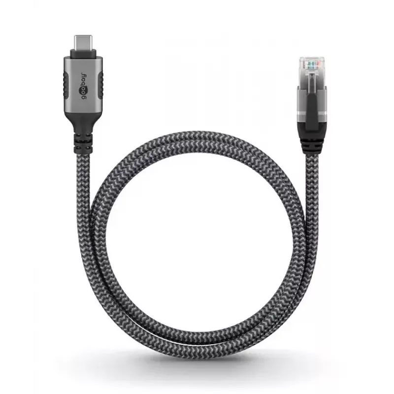 Goobay adaptér USB-C na RJ-45 10m čierny strieborný