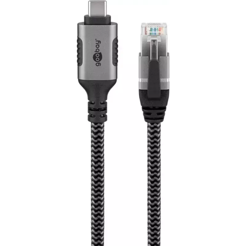 Goobay adaptér USB-C na RJ-45 10m čierny strieborný