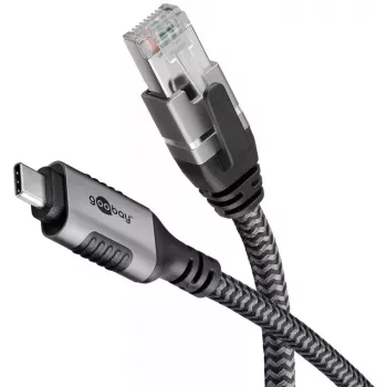 Goobay adaptér USB-C na RJ-45 10m čierny strieborný