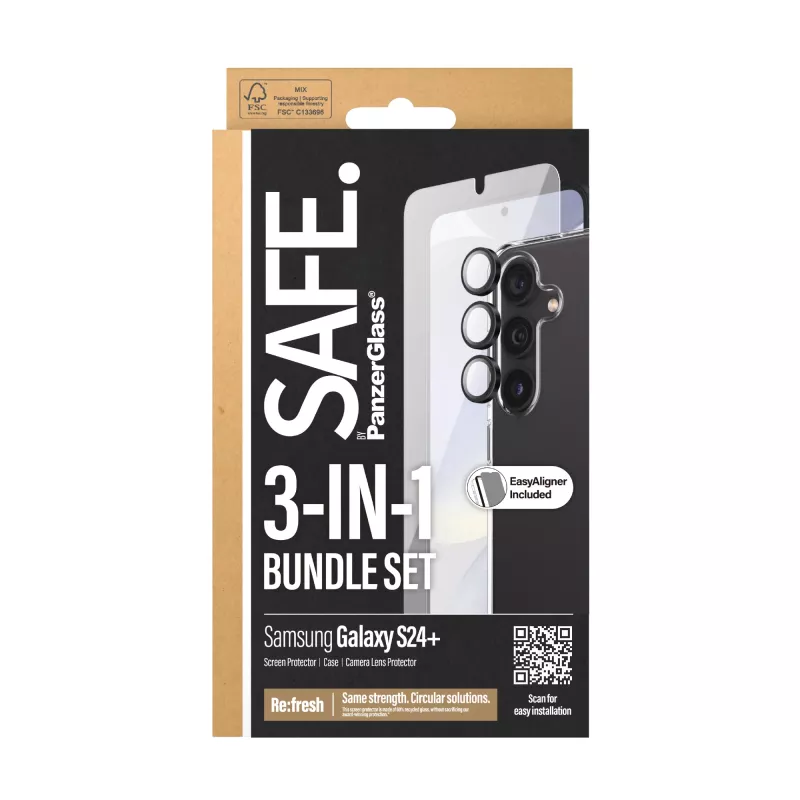 PanzerGlass SAFE. by ® 3-in-1 balenie Samsung Galaxy S24+ odolná proti poškriabaniu a nárazom