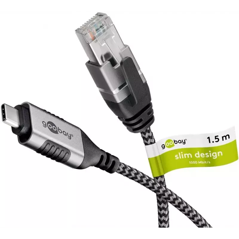 Goobay Ethernet kábel USB-C 3.1 na RJ45 Slim, 1,5 m, čierny (74402)