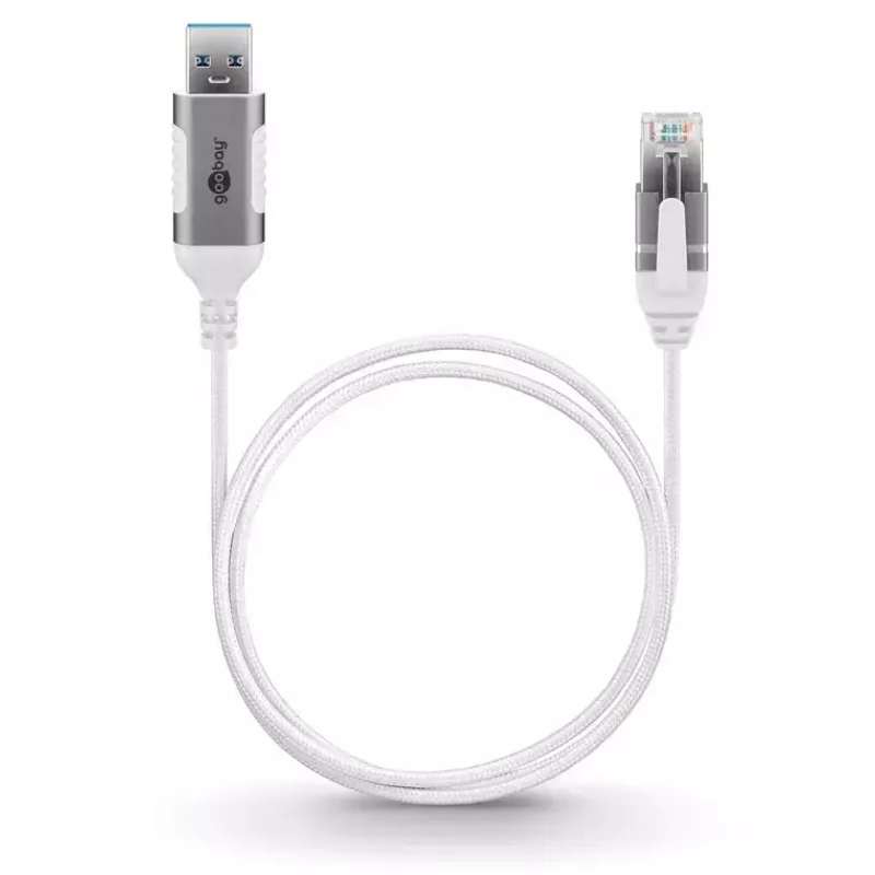 Goobay 74378 káblový adaptér USB 3.0 Type-A RJ45 1,5 m biely