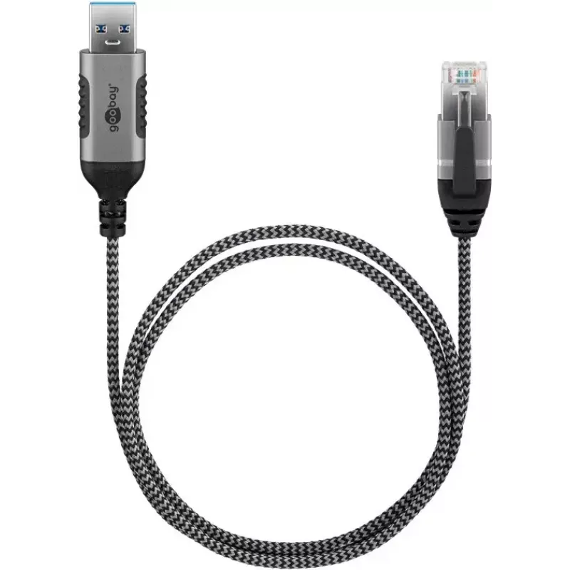 Goobay 74394 USB 3.0 Type-A na RJ45 kábel 1,5 m čierna strieborná