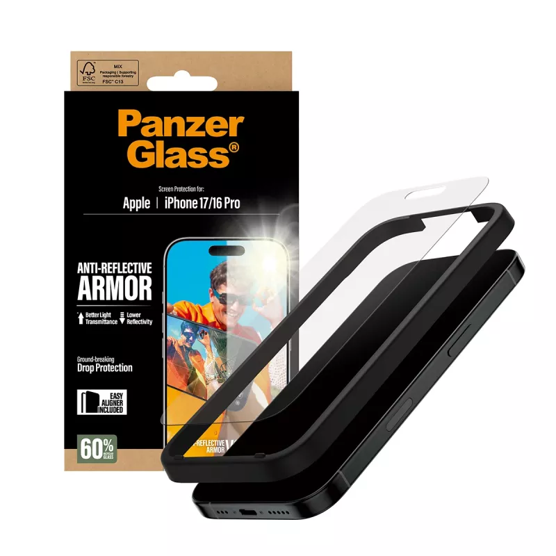 PanzerGlass Anti-Reflective Armor ochranná fólia displeja iPhone 17 iPhone 16 Pro odolná proti poškriabaniu nárazom