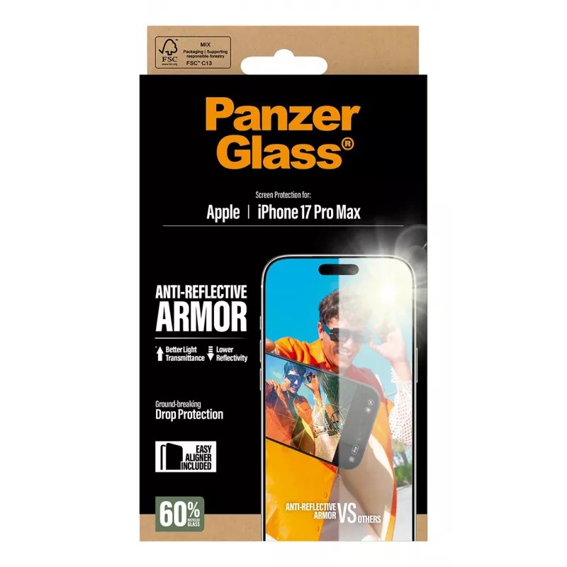 PanzerGlass Anti-Reflective Armor ochranná fólia displeja iPhone 17 Pro Max odolná proti poškriabaniu a nárazom