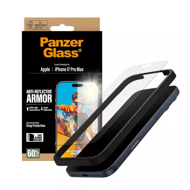 PanzerGlass Anti-Reflective Armor ochranná fólia displeja iPhone 17 Pro Max odolná proti poškriabaniu a nárazom