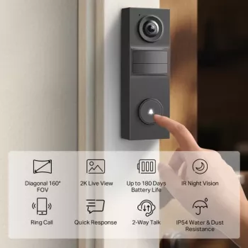 TP-Link Tapo D205 videovrátnik 3 MP čierny