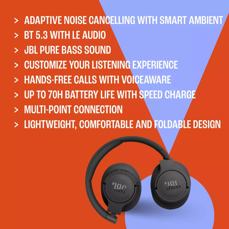 JBL Tune 770NC Headset káblový & bezdrôtový hlavový most telefonovanie/hudba USB Type-C Bluetooth čierny