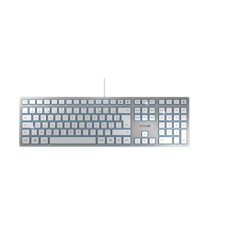 CHERRY KC 6000 tenká Klávesnica univerzálna USB AZERTY belgické strieborná, biela