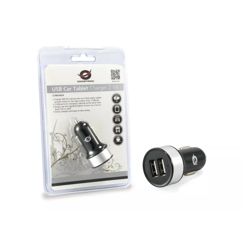 Auto nabíjačka Conceptronic CUSBCAR2A 2-port USB 2.1A