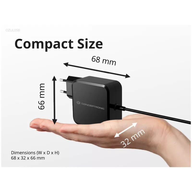 Conceptronic OZUL05BE mobilná nabíjačka univerzálna čierna AC interiérová