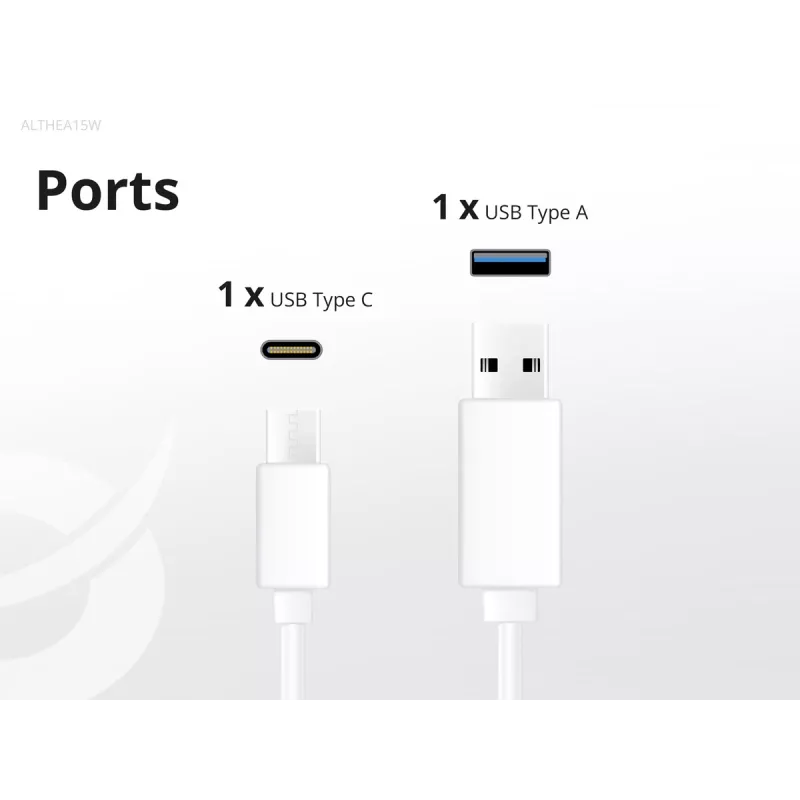 Conceptronic 2-port 20W GaN USB PD nabíjačka, USB-C x 1, USB-A x 1 ALTHEA15W
