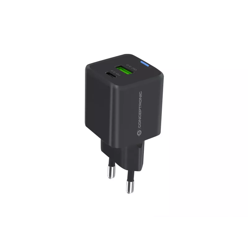 Conceptronic 2-port 20W GaN USB PD nabíjačka, USB-C x 1, USB-A x 1, QC 3.0, PPS