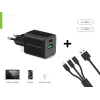 Conceptronic 2-port 33W GaN USB PD nabíjačka s 3-in-1 nabíjacím káblom, USB-C x 1, USB-A x 1, QC 3.0, PPS