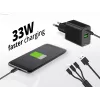 Conceptronic 2-port 33W GaN USB PD nabíjačka s 3-in-1 nabíjacím káblom, USB-C x 1, USB-A x 1, QC 3.0, PPS