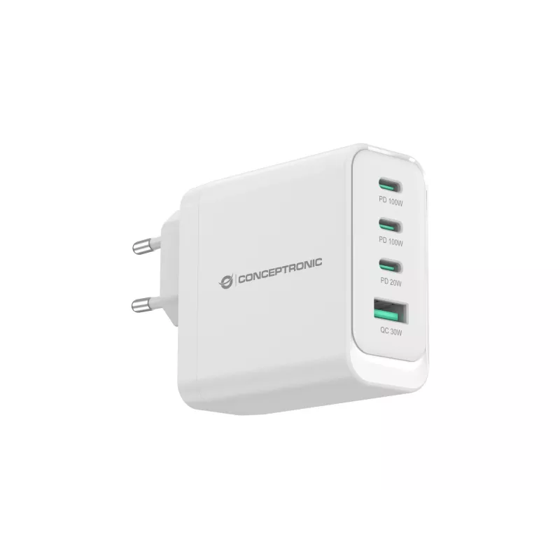 Conceptronic ALTHEA22W100 4-portová 100W GaN USB PD nabíjačka, USB-C x 3, USB-A x 1, QC 3.0, PPS, PD 3.0