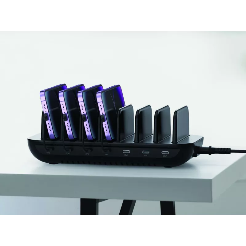 Conceptronic OZUL07B 160W 7-portová USB PD nabíjacia stanica, USB-C x 7, PD 3.0