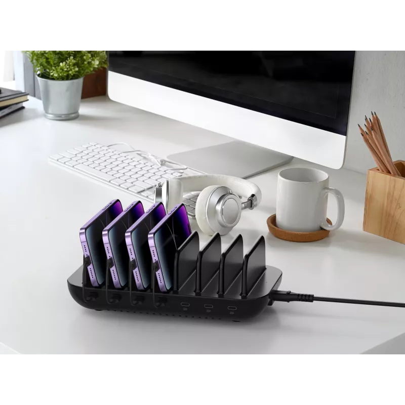 Conceptronic OZUL07B 160W 7-portová USB PD nabíjacia stanica, USB-C x 7, PD 3.0