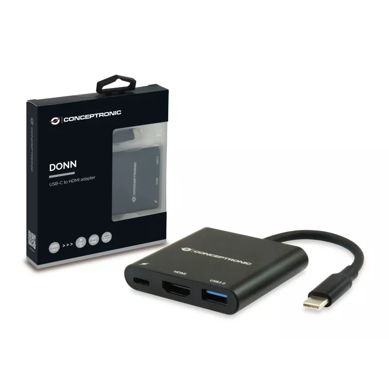 Conceptronic DONN01B dokovacia stanica/portový replikátor pre notebook USB 3.2 Gen 1 (3.1 Gen 1) Type-C čierna