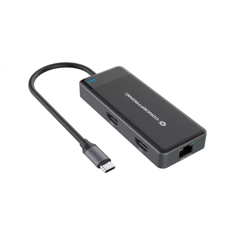 Conceptronic DONN14G dokovacia stanica/portový replikátor pre notebook káblová USB 3.2 Gen 1 (3.1 Gen 1) Type-C sivá