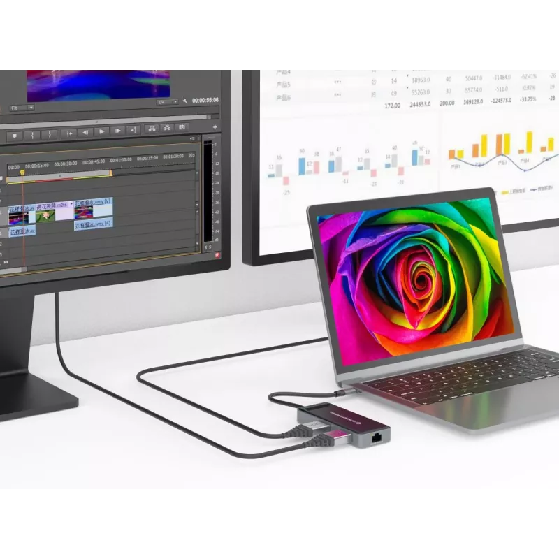 Conceptronic DONN14G dokovacia stanica/portový replikátor pre notebook káblová USB 3.2 Gen 1 (3.1 Gen 1) Type-C sivá