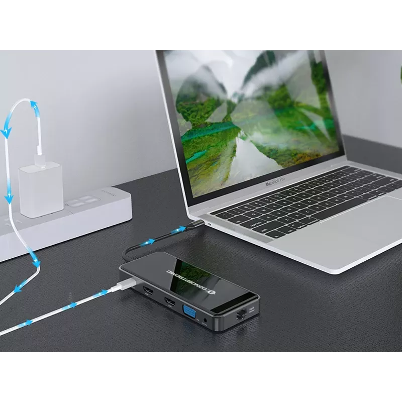 Conceptronic DONN14G dokovacia stanica/portový replikátor pre notebook káblová USB 3.2 Gen 1 (3.1 Gen 1) Type-C sivá