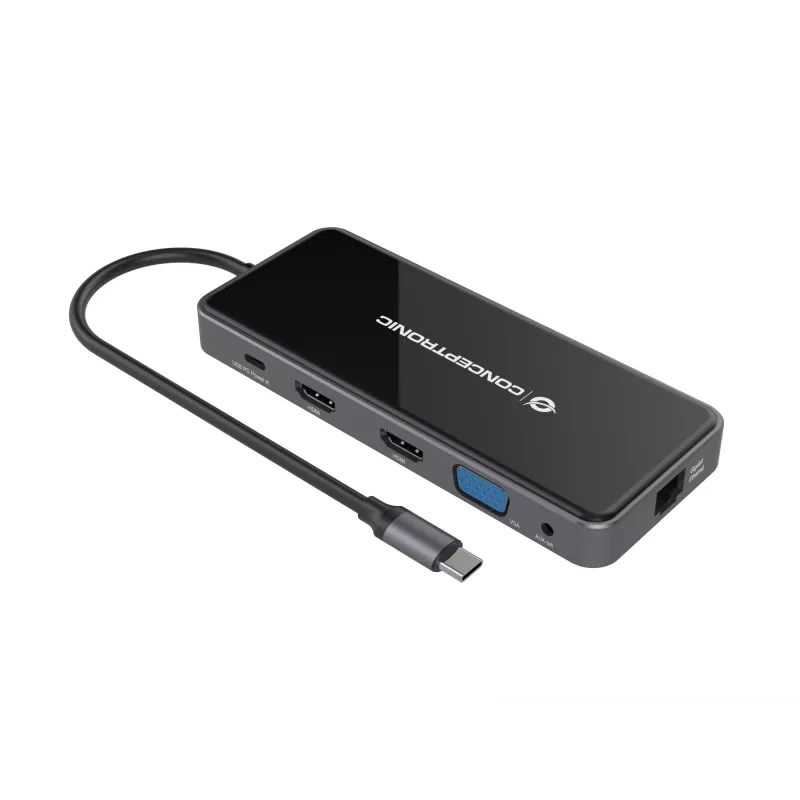 Conceptronic DONN15G dokovacia stanica/portový replikátor pre notebook káblová USB 3.2 Gen 1 (3.1 Gen 1) Type-C sivá