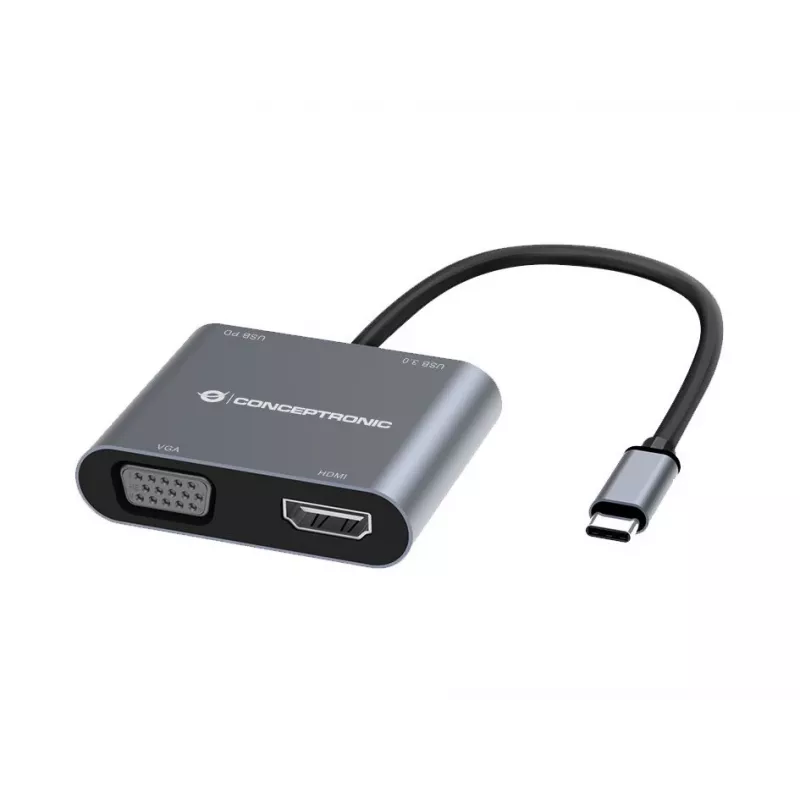Conceptronic DONN16G káblová USB 3.2 Gen 1 Type-C sivá 100W 4K Ultra HD