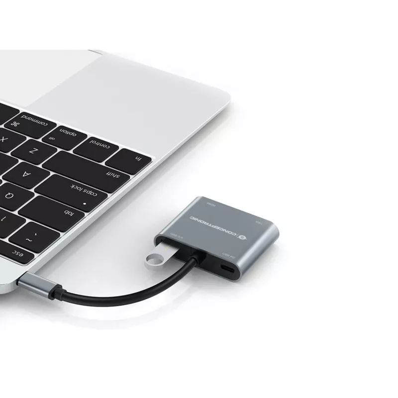 Conceptronic DONN16G káblová USB 3.2 Gen 1 Type-C sivá 100W 4K Ultra HD