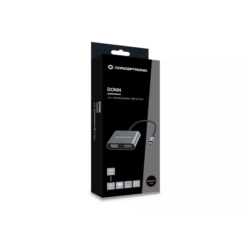 Conceptronic DONN16G káblová USB 3.2 Gen 1 Type-C sivá 100W 4K Ultra HD