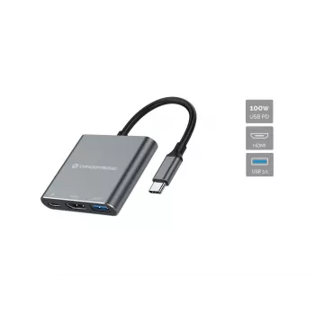 Conceptronic DONN18G 3-in-1 USB 3.2 Gen 1 dokovacia stanica, HDMI, USB 3.0, 100W USB PD