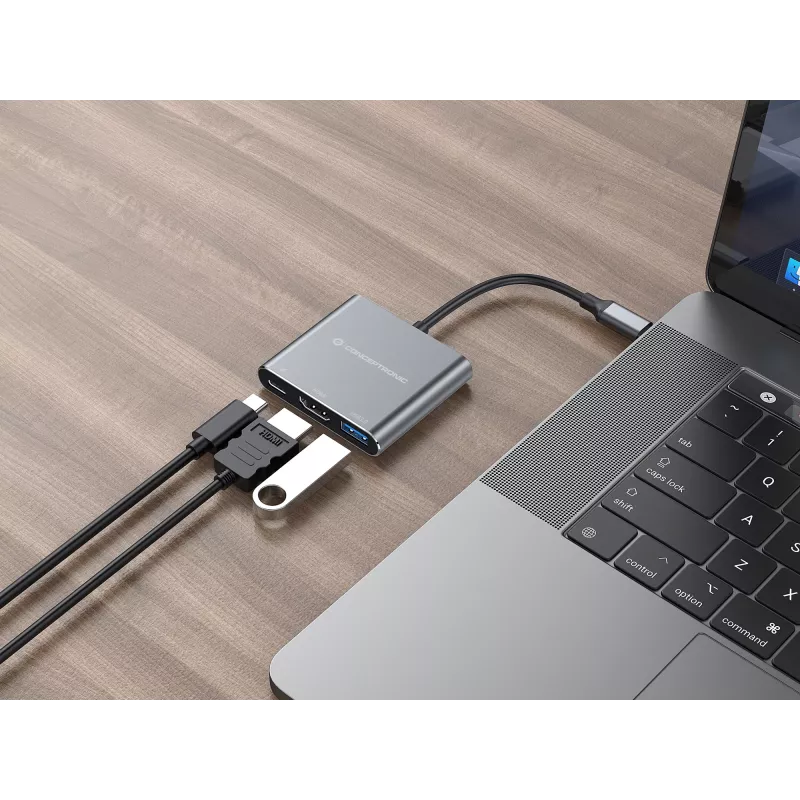 Conceptronic DONN18G 3-in-1 USB 3.2 Gen 1 dokovacia stanica, HDMI, USB 3.0, 100W USB PD