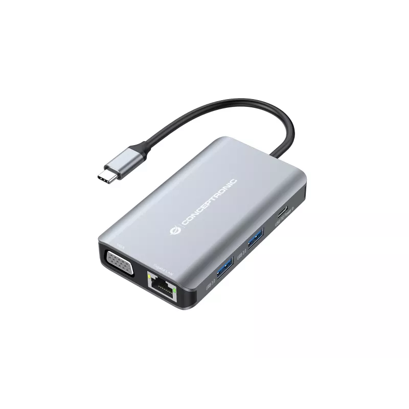 Conceptronic DONN21G dokovacia stanica/portový replikátor pre notebook káblová USB 3.2 Gen 1 (3.1 Gen 1) Type-C sivá