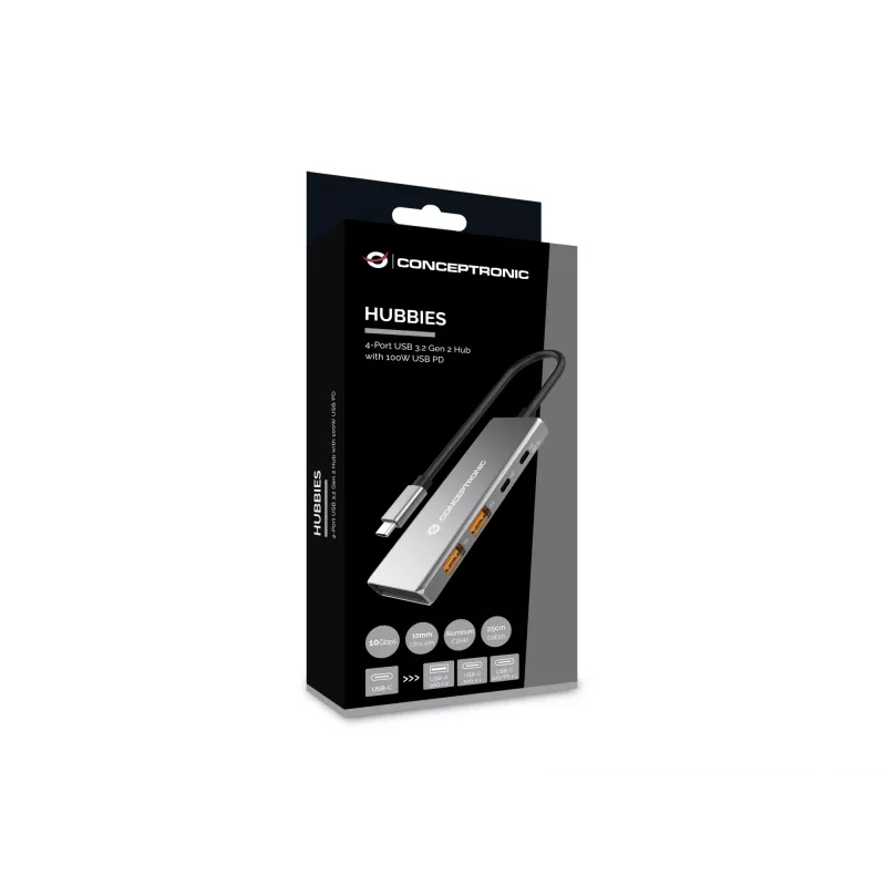 Conceptronic HUBBIES15G rozbočovač USB 3.2 Gen 2 (3.1 Gen 2) Type-C 10000 Mbit/s sivý