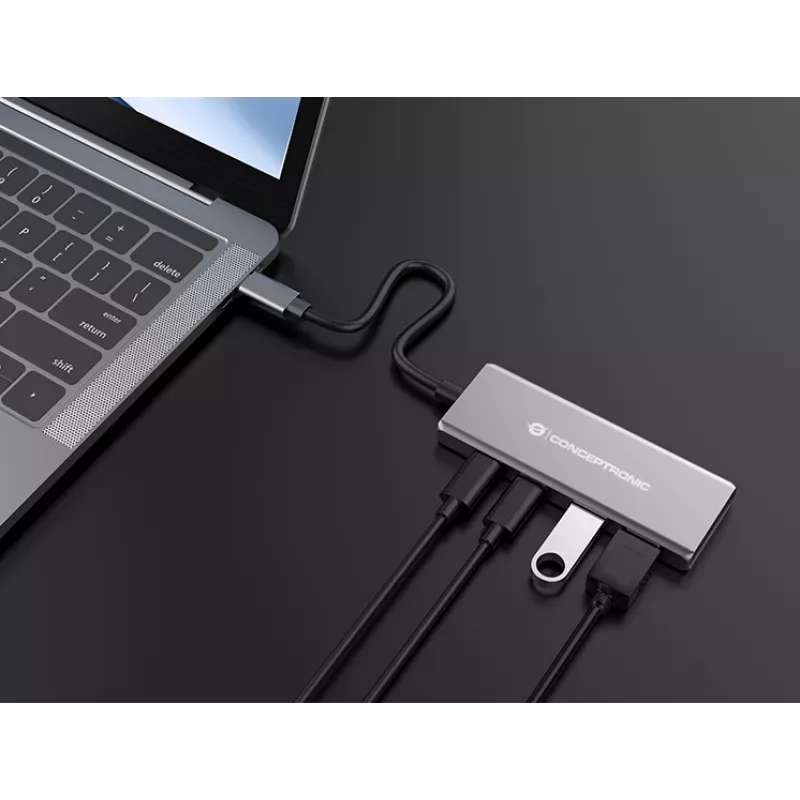 Conceptronic HUBBIES15G rozbočovač USB 3.2 Gen 2 (3.1 Gen 2) Type-C 10000 Mbit/s sivý