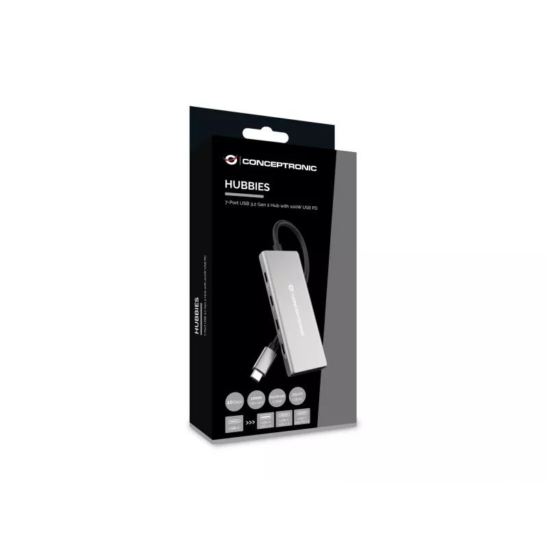 Conceptronic HUBBIES17G rozbočovač USB 3.2 Gen 2 (3.1 Gen 2) Type-C 10000 Mbit/s sivý