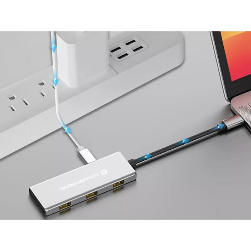 Conceptronic HUBBIES17G rozbočovač USB 3.2 Gen 2 (3.1 Gen 2) Type-C 10000 Mbit/s sivý