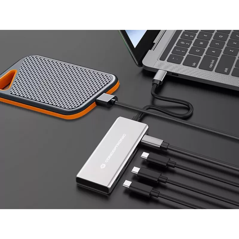Conceptronic HUBBIES16G rozbočovač USB 3.2 Gen 2 (3.1 Gen 2) Type-C 10000 Mbit/s sivý