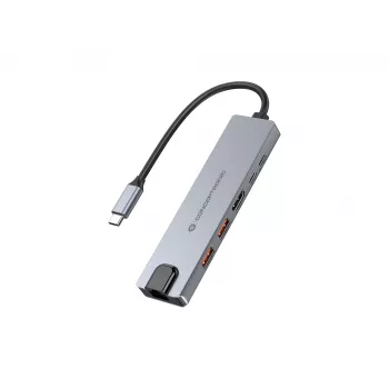 Conceptronic DONN29G 6-in-1 USB 3.2 Gen 2 dokovacia stanica, 4K60Hz HDMI, USB-A 10Gbps x 2, USB-C 10Gbps, GbE LAN, 140W USB PD 3.1