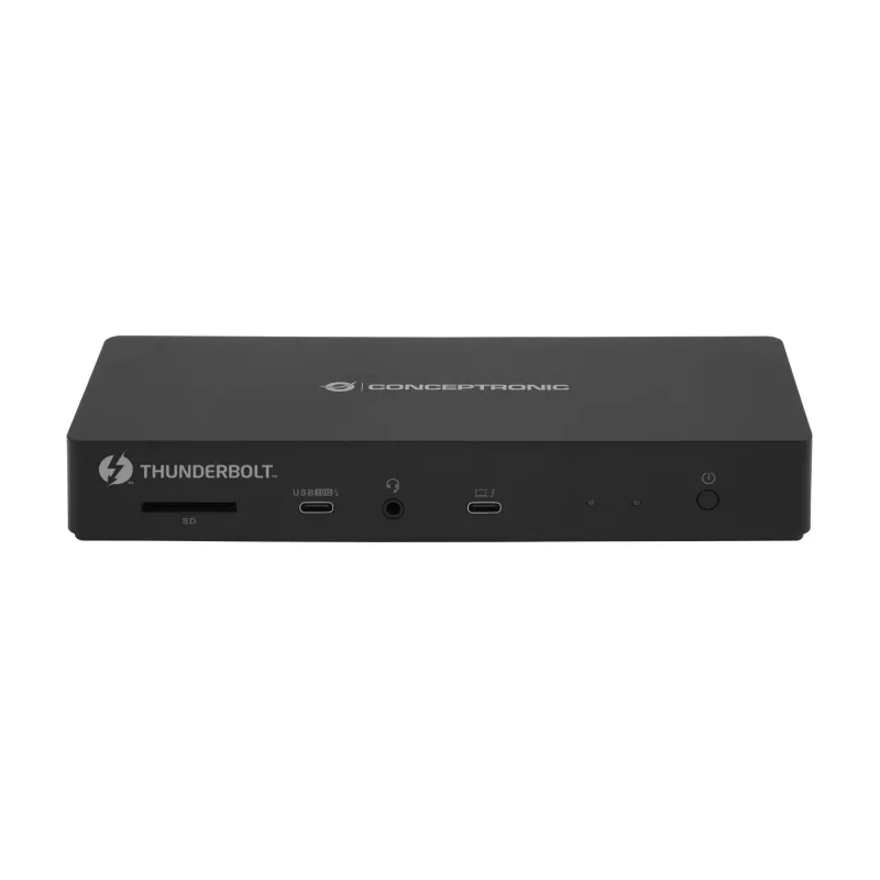 Conceptronic DONN30B dokovacia stanica Thunderbolt 4 13 v 1, 40 Gbit/s, 96 W, HDMI, 2x USB-A, USB-C, LAN 2,5GbE, čítačka kariet SD, čierna