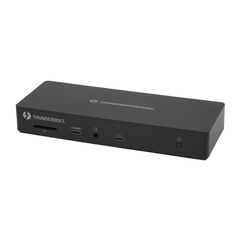 Conceptronic DONN30B dokovacia stanica Thunderbolt 4 13 v 1, 40 Gbit/s, 96 W, HDMI, 2x USB-A, USB-C, LAN 2,5GbE, čítačka kariet SD, čierna
