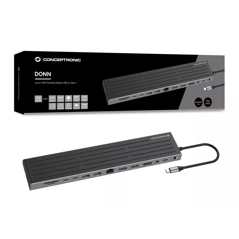 Dokovacia stanica Conceptronic DONN32B 14-in-1 USB 3.2 Gen 1 HDMI DP