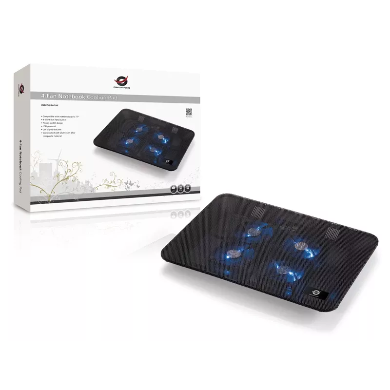 Conceptronic THANA chladiaci podložka pre notebook, pre obrazovky do 39,6 cm (15,6 palcov), 4 ventilátory