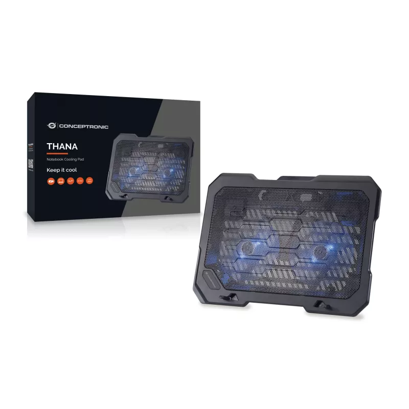 Conceptronic THANA chladiaca podložka pre notebook, vhodná do 15,6 palcov, 2 ventilátory